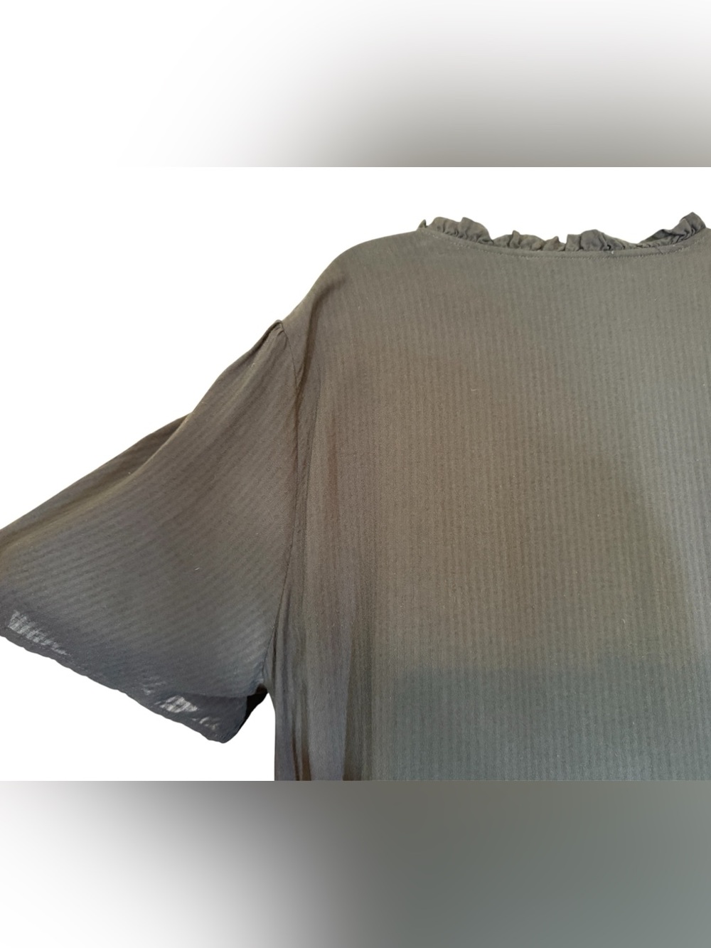 J.Jill Black Ruffle‑Hem Popover Dress Short Sleeve Button Front Size XL - Picture 13 of 16